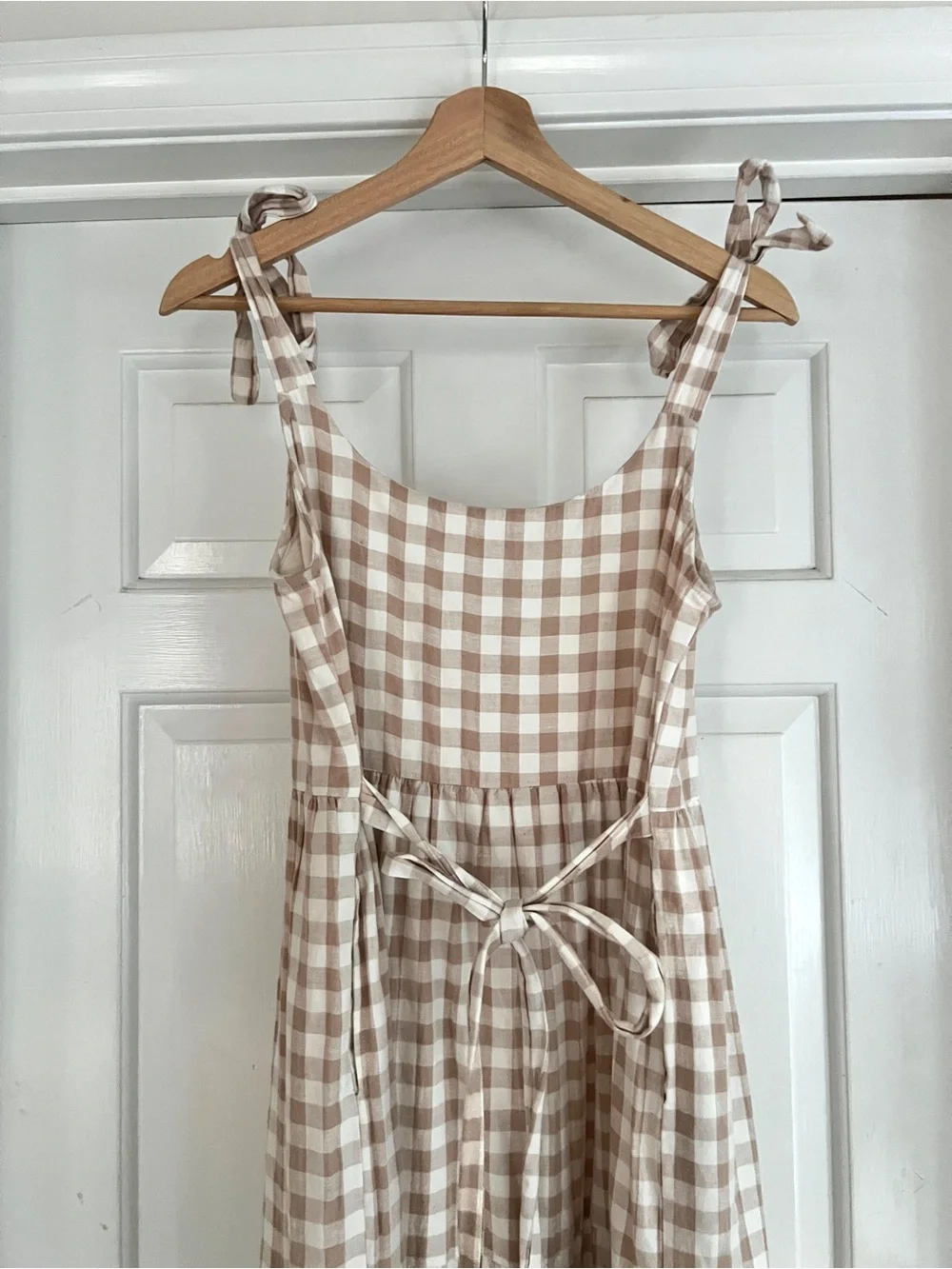 Little Cottonwood Women’s Magnolia Midi Dress in Tan Gingham - Picture 3 of 4